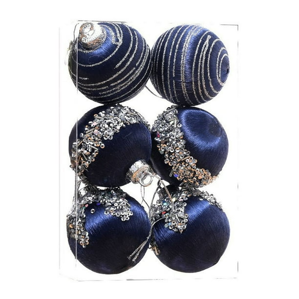 Hilo de seda navideño 6 piezas de adornos con lentejuelas de 8 cm con ganchos y cordones para bodas navideñas, fiestas y DIY de coronas navideñas para colgar