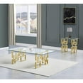 thumbnail image 4 of 2pc Clear 10mm Tempered Glass Coffee Table Set with Gold Stainless Steel, 4 of 4