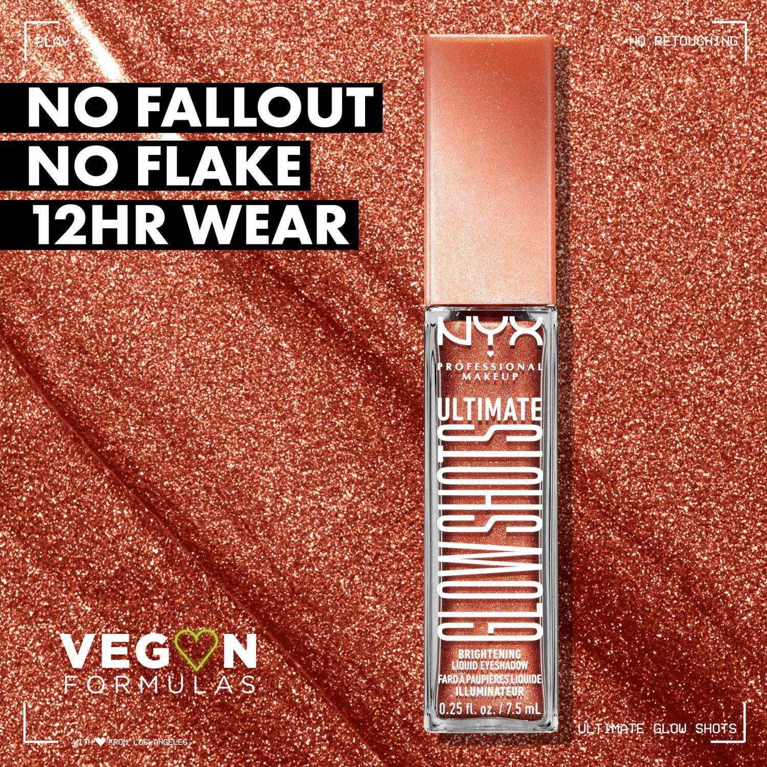 NYX PROFESSIONAL MAKEUP, Ombre à Paupières Ultimate Glow Shots, Ombres à paupières liquides, Tenue 12 hres - TWISTED TANGERINE