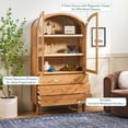 thumbnail image 5 of Walker Edison Modern Arched Bookshelf Glass Door Cabinet with Lower Drawers, English Oak, 5 of 13