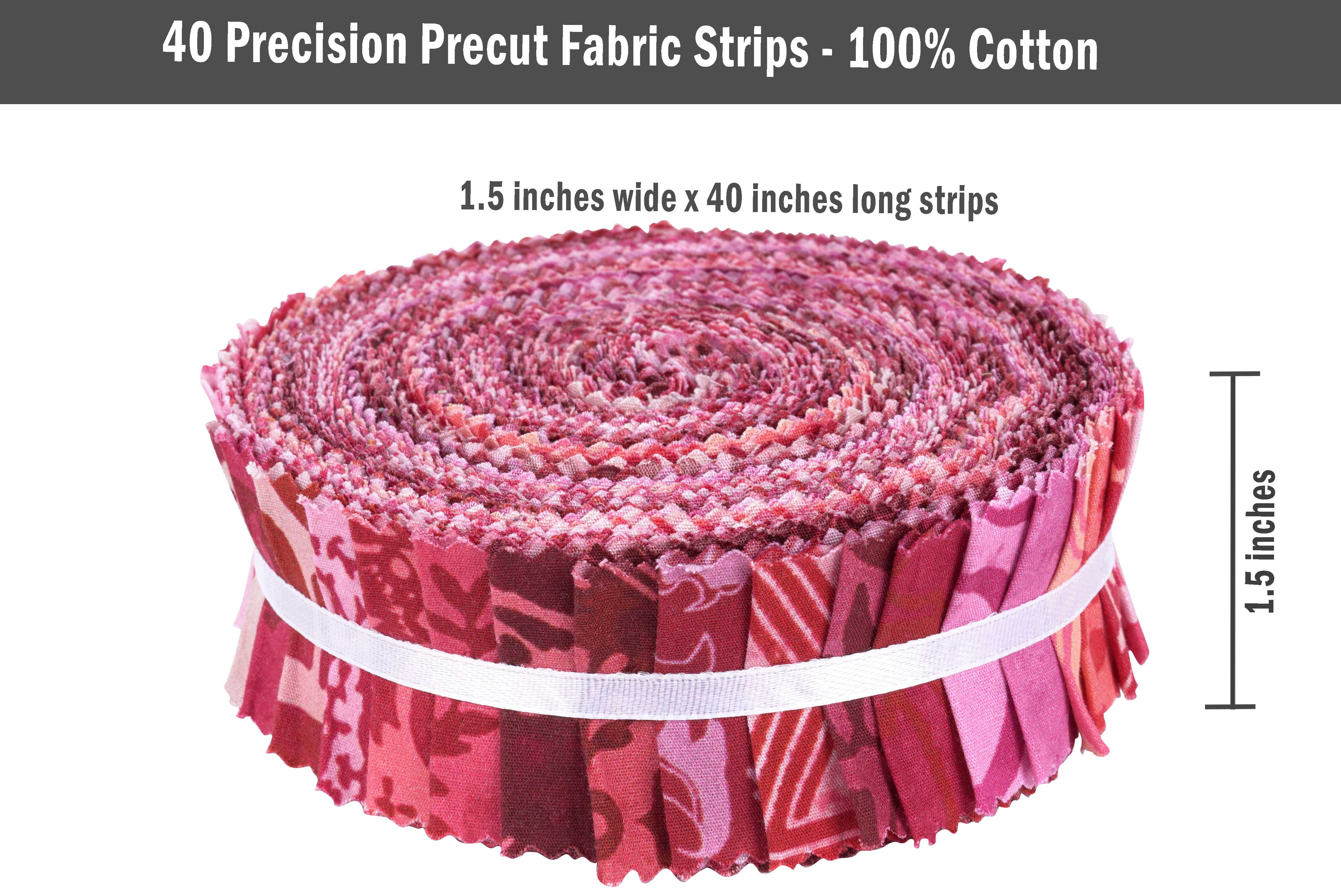 Soimoi 40Pcs Batik Print Precut Fabrics Strips Roll Up 1.5x42inches Cotton  Jelly Rolls for Quilting - Red