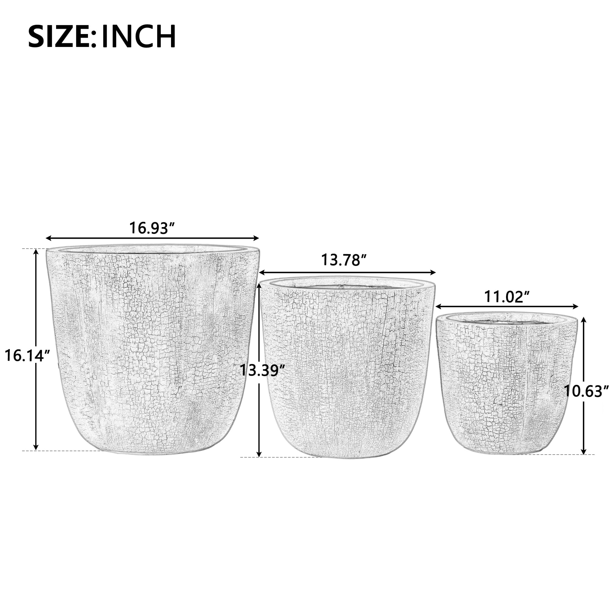 Harper & Bright Designs 3 Pieces Outdoor Concrete Planter Set, Patio Flower Pots Stone-Look Textured with Drainage Holes and Rubber Plug for Garden Poolside, Beige