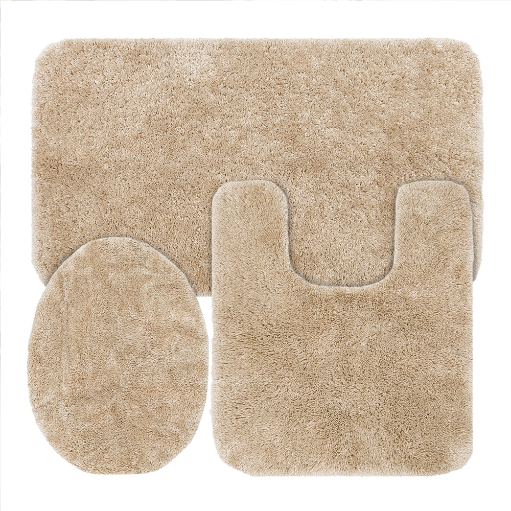 MS Performance Solid Polyester Bath Rug 3 Pc. Set, Papyrus Beige, ELID
