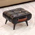 thumbnail image 5 of Foot Stool with Faux Leather Padded Seat, Small Ottoman Bench for Living Room, 5 of 12