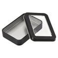 thumbnail image 4 of Uxcell Metal Tin Box, 3.43" x 2.36" x 0.71" Tinplate Storage Containers with Clear Lids, Black, 4 of 5