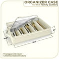 thumbnail image 3 of Sorbus Flatware & Utensil Storage Chest - Beige Fabric Box for Organizing Silverware, Cutlery, & Utensils - Zippered Clear Lid & Adjustable Divider, 3 of 5