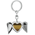 thumbnail image 1 of Tela de lino triple BAR Brown Resumen Llavero de alas de ángel en forma de corazón, 1 of 3