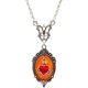 thumbnail image 1 of Collar con colgante de corazón ardiente hecho a mano con marco de encaje ovalado en relieve --- Código de producto 49661, 1 of 5