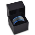 thumbnail image 3 of P. Manoukian Tungsten Wedding Band Ring 10mm for Men Women Black Blue Beveled Edge Brushed Lifetime Guarantee Size 7, 3 of 4