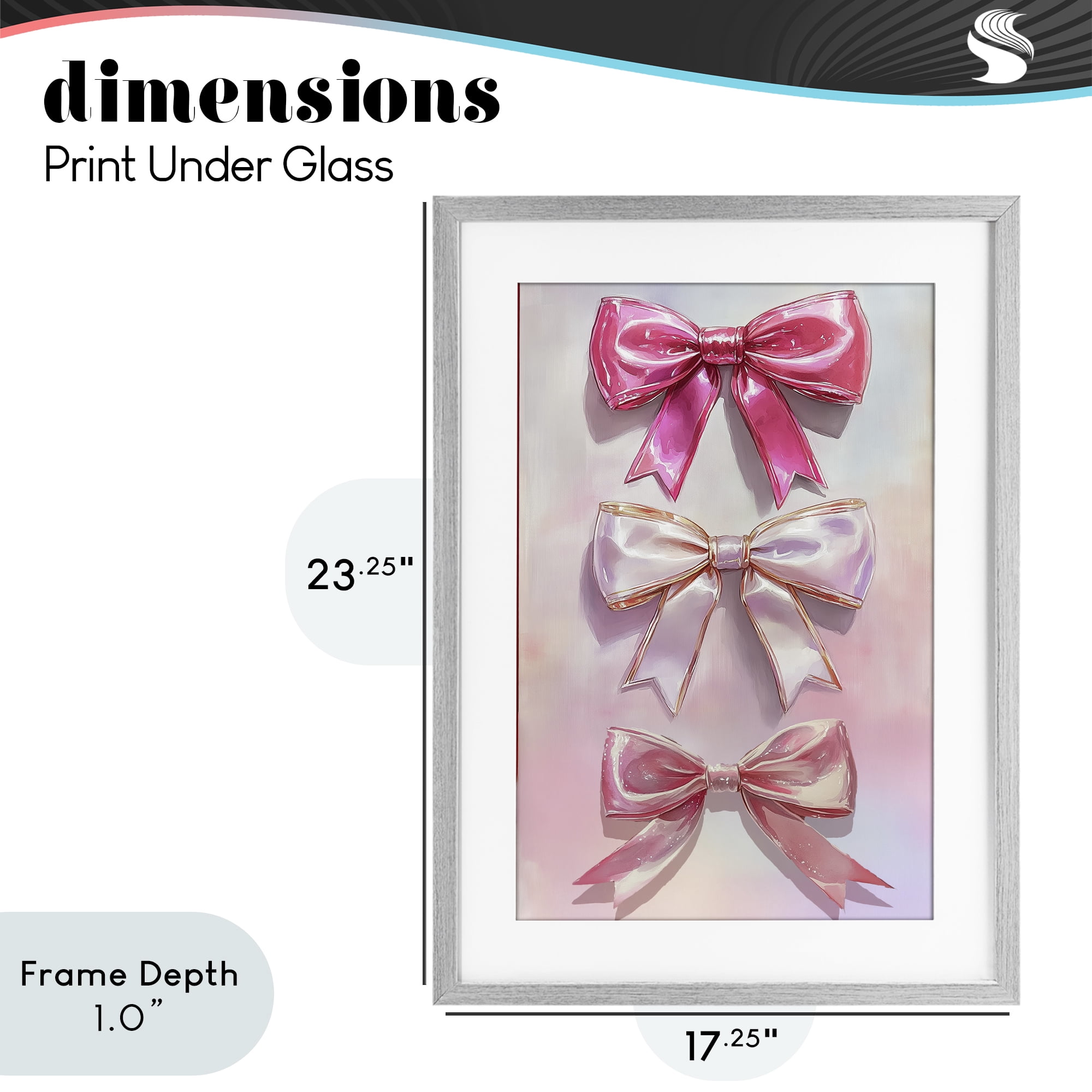 Stupell Industries Blush And Satin Bows Gray Framed Print Under Glass, design by Annabelle Hall