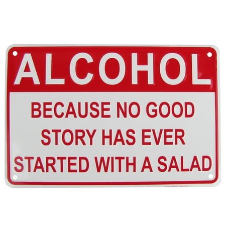 Alcohol Salad Funny Embossed Aluminum Sign Novelty US Made Bar Pub Wall Decor