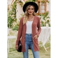 thumbnail image 6 of Women'S 2025 Fall Fashion Cardigan Soft Knit Cardigan for Women Long Sleeve Open Front Coat with Pockets Brick Red XL, 6 of 9