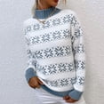 thumbnail image 4 of Clearance! Labakihah Women's Christmas Half High Neck Pullover Snowflake Sweater Blue, 4 of 9