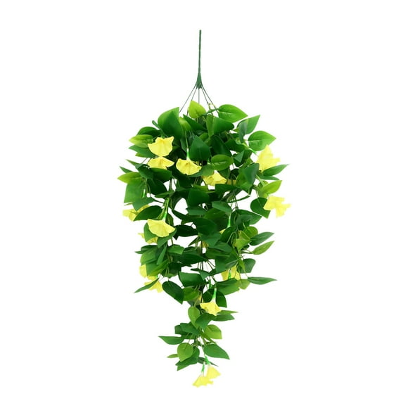 Wall Flowers Decorations,5 Prong Imitation Morning Glory Wall Hanging, Trumpet Vine Rattan Decorative Plants