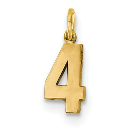 14k Yellow Gold Casted Small Polished Number 4 Charm Pendant