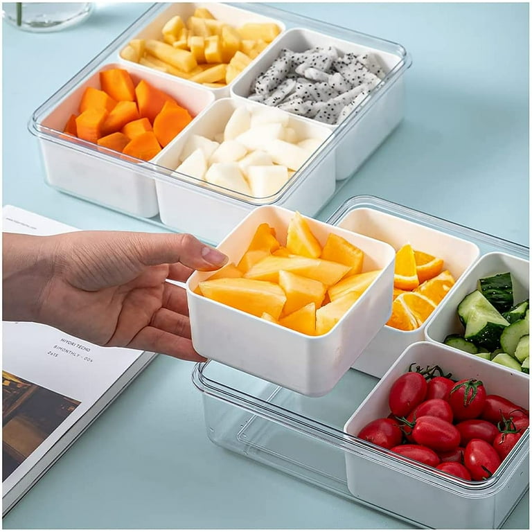  4 Pack Snack Containers, 4 Compartment Divided Snack