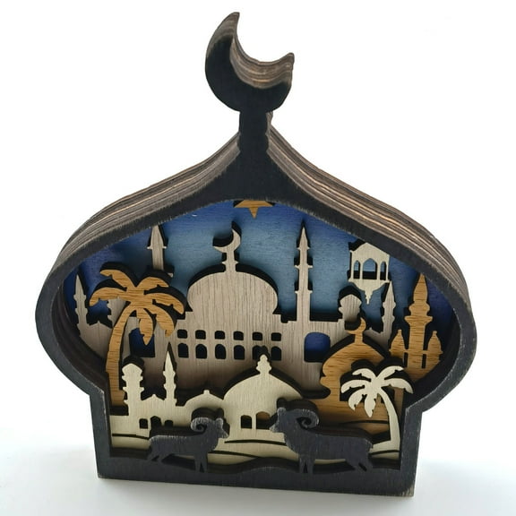 2023 EID Mubarak Wooden Ornament Ramadan Decoration for Home Islamic Muslim Party Decor Eid