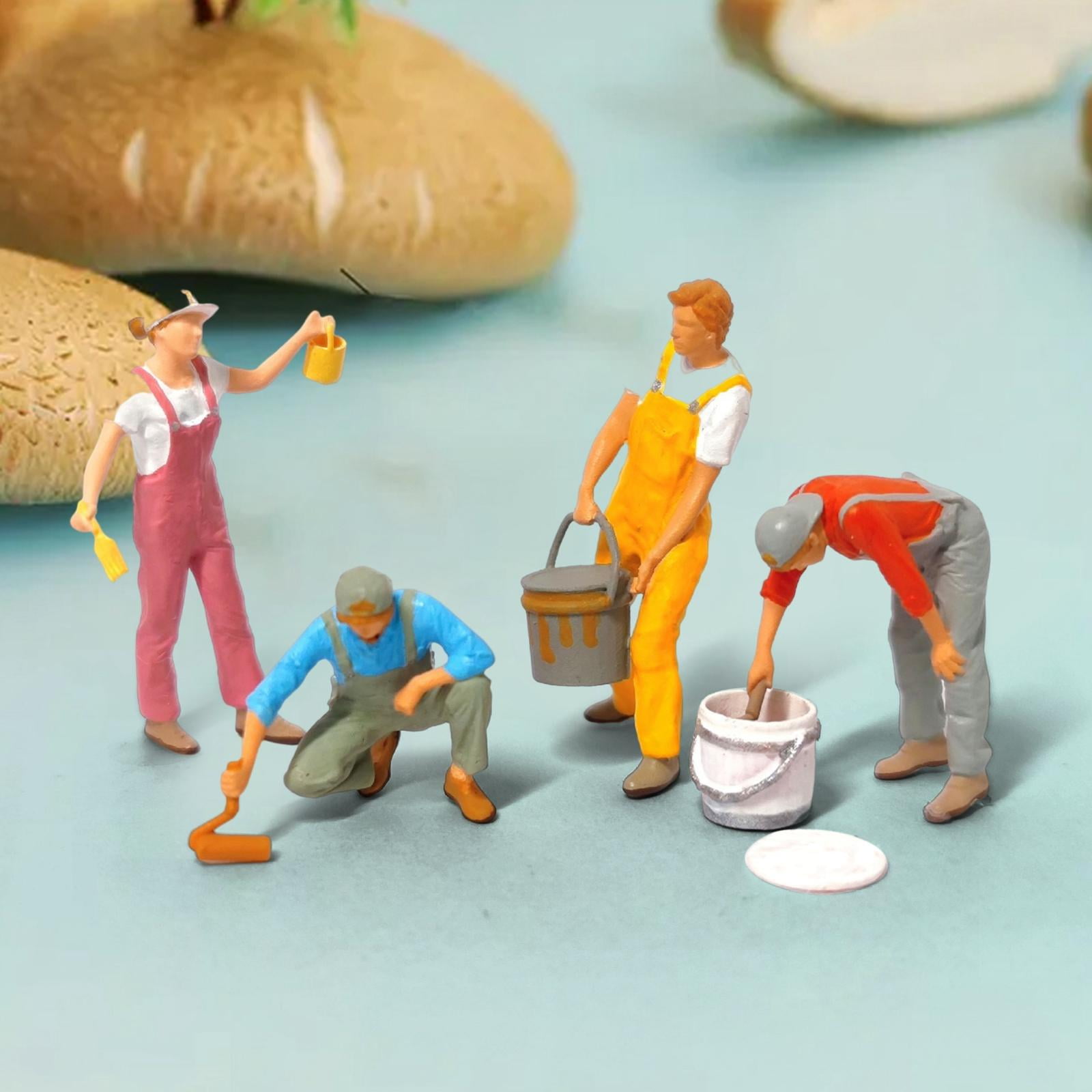 Hand Painted 1:87 Figure Painter Tiny People Painting Scene for Train Railways Table Building Layout Diorama Scenery HO , No Ladder Rack