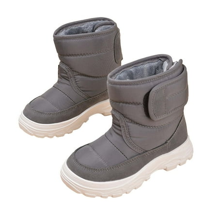 

Povozer Snow Boots for Boys & Girls Warm Waterproof Slip Resistant Winter Shoes(Gray 2-2.5 Years)