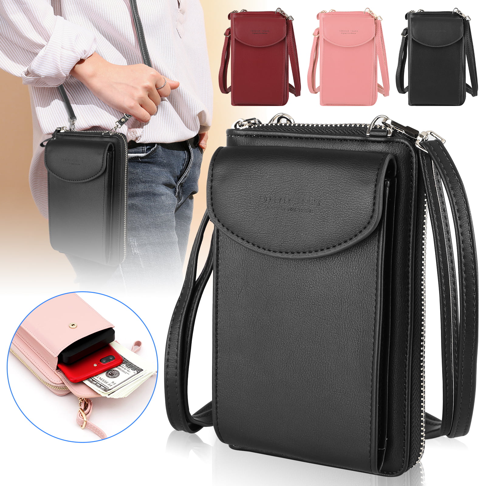 BOSTANTEN Leather Crossbody Bags for Women Cell Phone Purse Bag Adjustable  Strap - Walmart.com