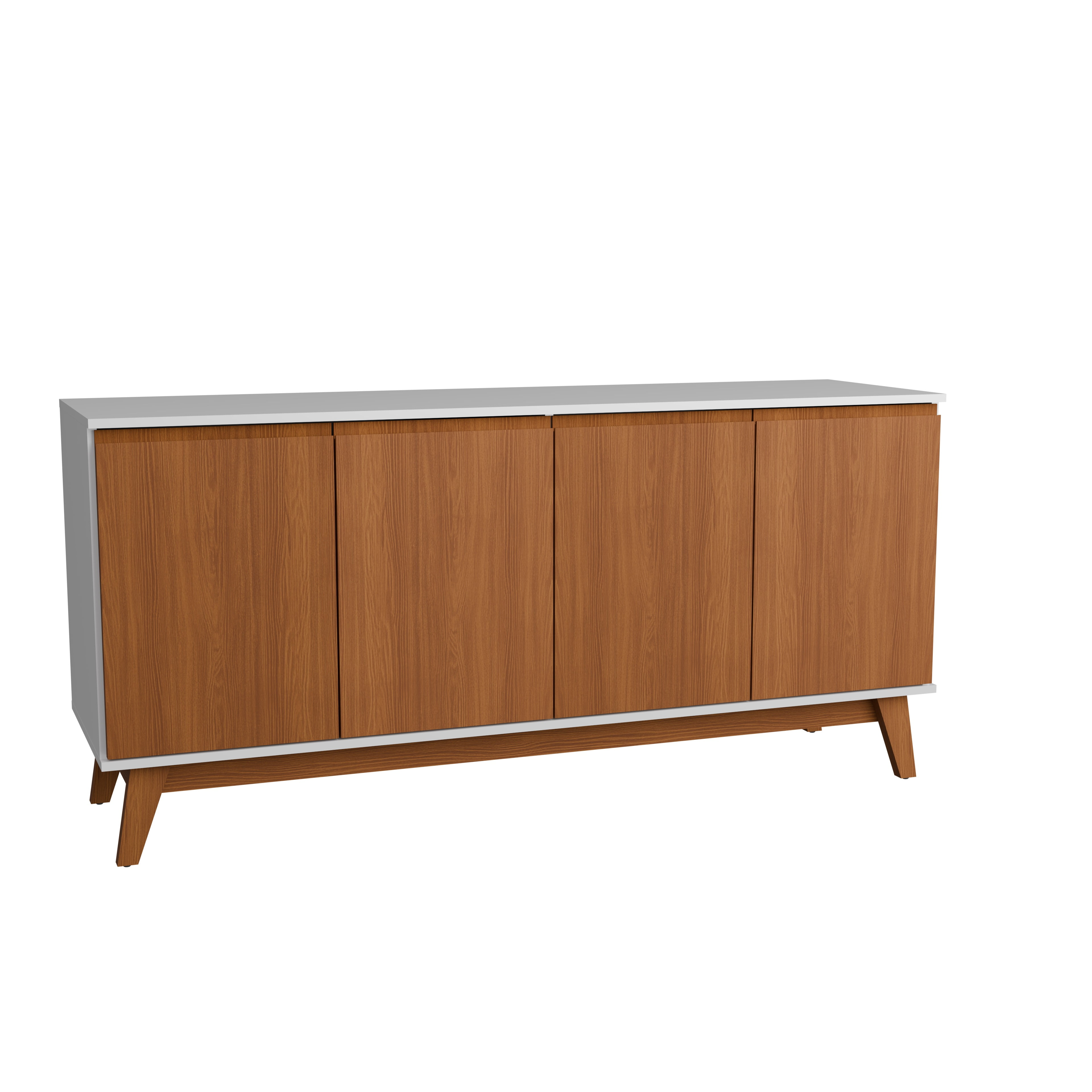Kappesberg Tokyo 4-Door Sideboard with Soft-Close Doors, White/Golden Oak Finish