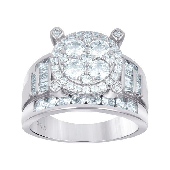 925 Sterling Silver Womens Baguette Cubic Zirconia Engagement Ring 13x11mm Wide Size 9 Engagement Ring for Women