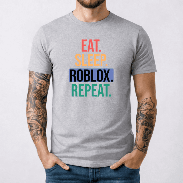 Unisex Short Sleeves Tee Eat Sleep Roblox Repeat Shirt for Men and Women