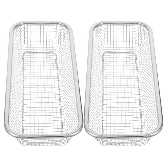 FRCOLOR 2 Pcs Kitchen Flatware Drawer Organizer Mesh Cabinet Storage Basket Stainless Steel Kitchen Utensil Filter Drying Rack Holder For Knives Fork Spoon Chopsticks