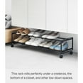 thumbnail image 2 of Yamazaki Home Two-Tier Rolling Shoe Rack, Black, Steel, 2 of 7