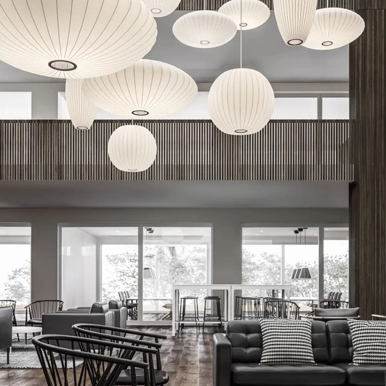 Arturesthome Japanese Style Fabric Pendant Light Restaurant Lamp Lantern Staircase Chandelier
