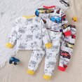 thumbnail image 3 of WXFAZCVU 2 Pack Boys Outfits Car Printed Long Sleeve Tops and Pants Cute Fall Clothing Set Size 3-4 Years, 3 of 5