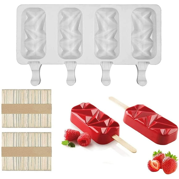 Ice Pops Mold-DIY Popsicle Mold Silicone Ice Cream Ice Pops Mould Cakesicle Molds with 100 Wooden Sticks