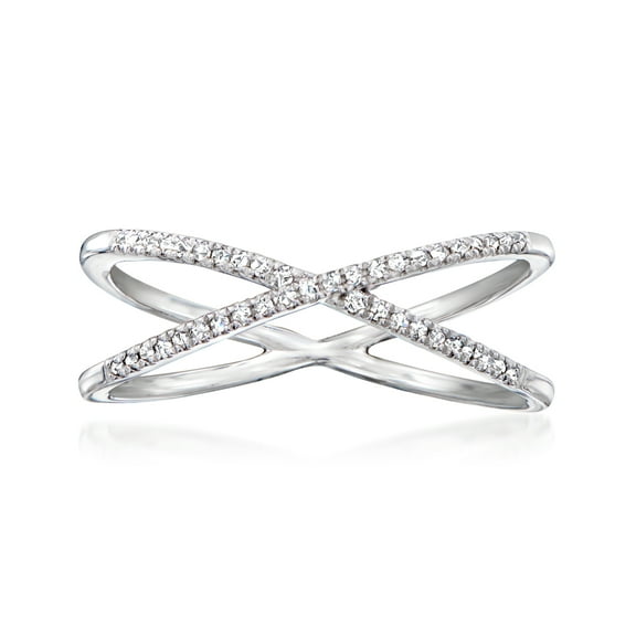 Pure Collection by Ross-Simons 0.10 ct. t.w. Diamond Crisscross Ring in Sterling Silver, Women's, Adult