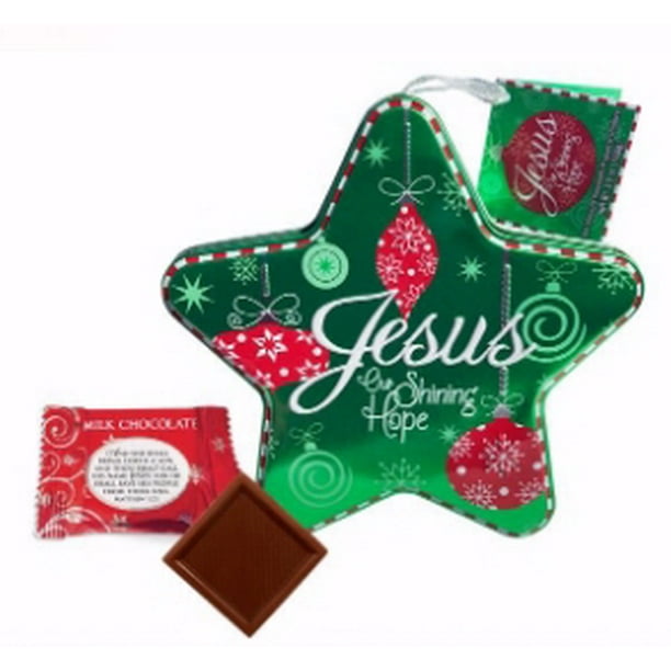 CandyJesus Our Shining HopeChocolates In Green Star Tin (3.5 Oz