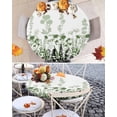 thumbnail image 3 of Round Tablecloth Rustic Field Elastic Edge Fitted Silhouette Flower Herb Plastic Table Cover,Waterproof Oil Proof for Dinner,Outdoor, Picnic, 55"- 60" DIA Tables Sage Green, 3 of 8