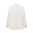 thumbnail image 3 of HH TRAF Blazers elegantes para mujer, cuello vuelto, escote en V, mangas largas, bolsillos, doble botonadura, abrigos con textura para mujer para oficina de otoño, 3 of 4