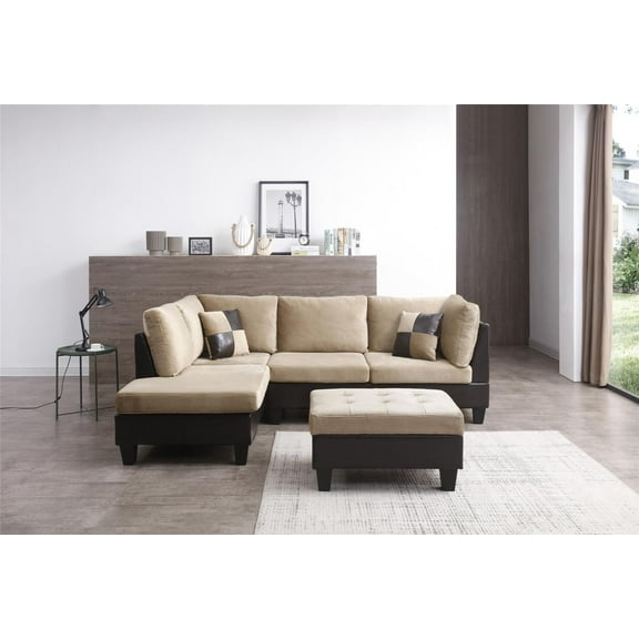 Nathaniel Home Bonded Leather Champion Sectional Set with Ottoman, Multiple Colors