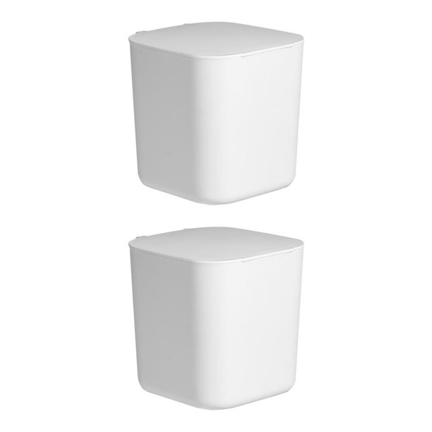 Bearachild Mini cubo de basura con tapa, cubo de basura portátil de escritorio, Cubo de almacenamiento de basura para dormitorio, sala de estar, Cubo Blanco 2piezas Bearachild CBP097209