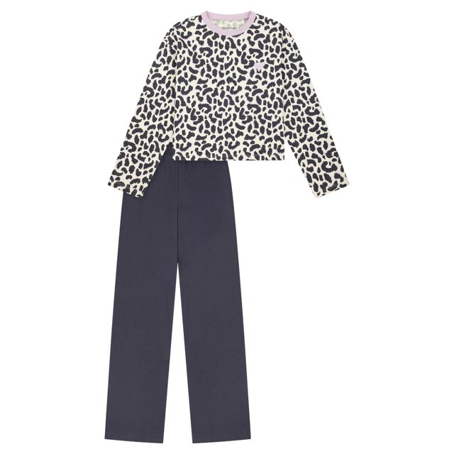 SCHIESSER Pijama para niña, manga larga - estampado, perneras abiertas, algodón
Azul oscuro/Beige 164
