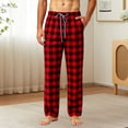 thumbnail image 2 of TKKCS Mens Buffalo Plaid Lounge Pants Relaxed Fit Straight Leg Casual Sleepwear Elastic Waist Drawstring Pajama Pants with Pockets Red XL, 2 of 7