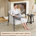 thumbnail image 4 of EastVita Modern Accent Chair, Comfy Chair with Metal Frame Wooden Armrest, Cozy Reading Chair with Soft Cushion for Bedroom, Living Room,Brown (White, Single Chair), 4 of 7