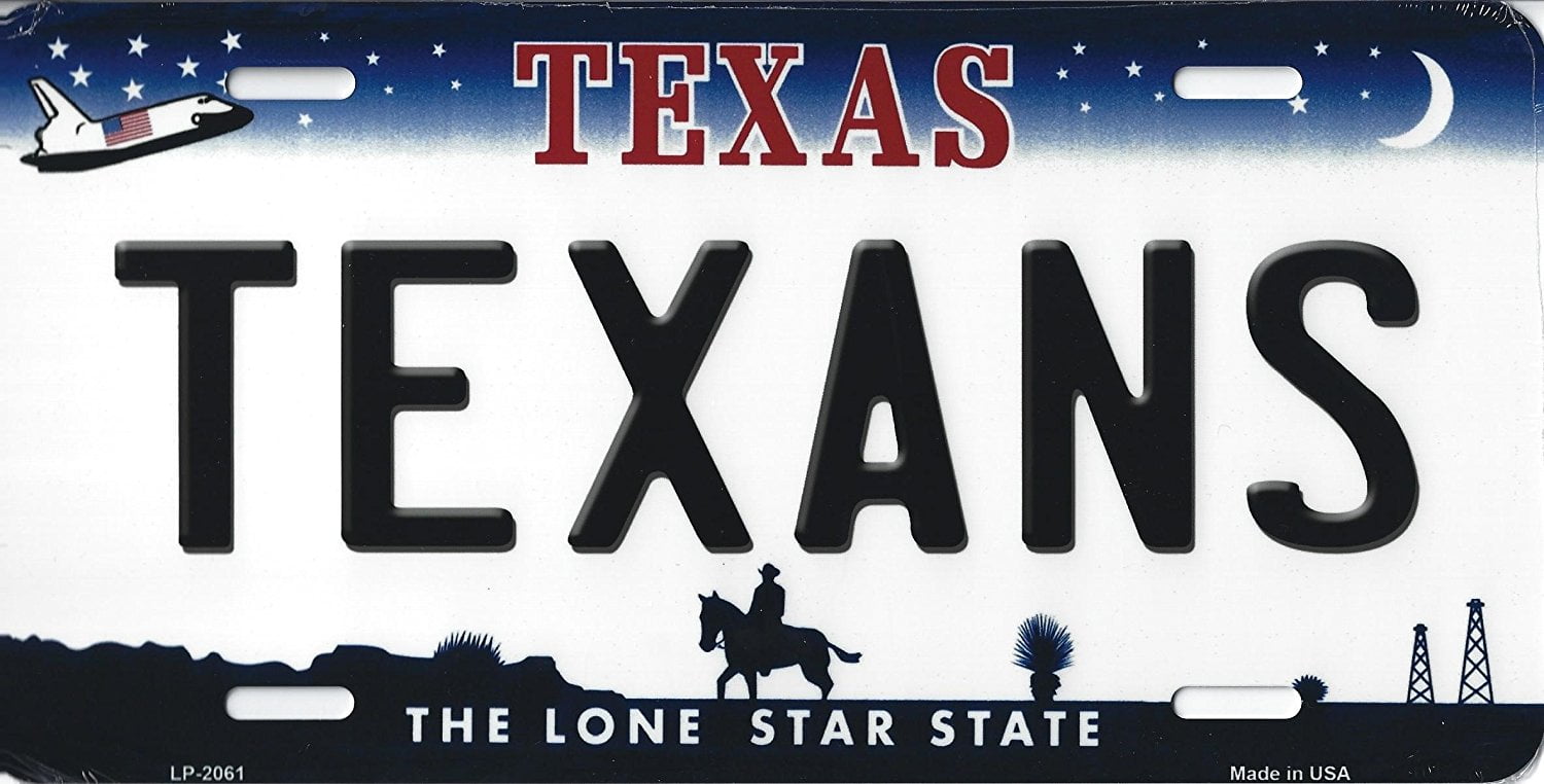 Texans Texas State Background Novelty Metal License Plate Tag (Texans