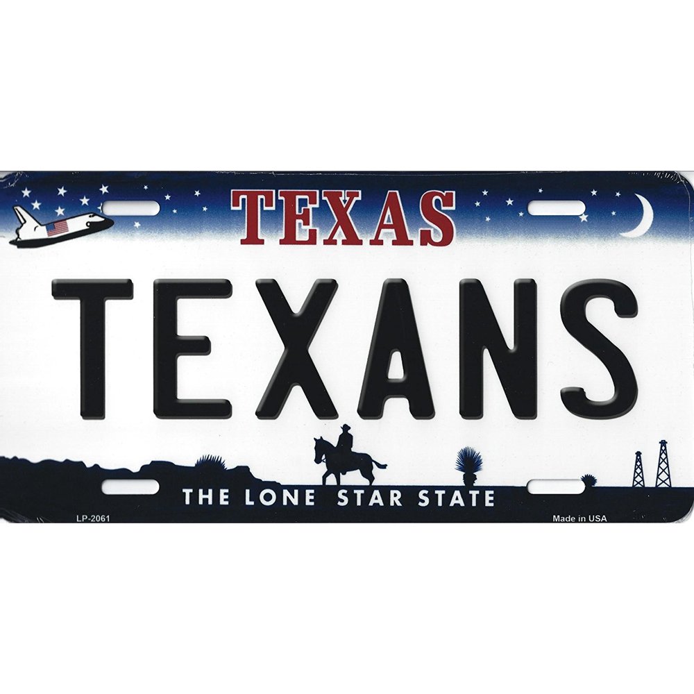 Texans Texas State Background Novelty Metal License Plate Tag (Texans