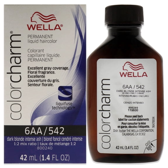 Color Charm Permanent Liquid Hair Color - 542 6AA Ash Blonde by Wella for Unisex - 1.42 oz Hair Color