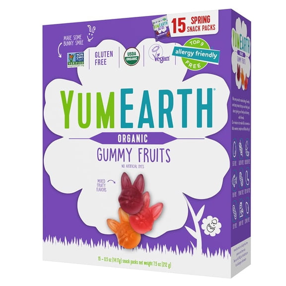 YumEarth Organic Easter Gummy Fruits, 15 snack packs