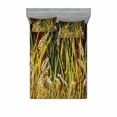 thumbnail image 2 of Nature Bedding Set with Sheet & Covers, Reeds Dried Leaves Wheat River Wild Plant Forest Farm Country Life Art Print Image, Printed Bedroom Decor 2 Shams, 4 Sizes, Multicolor, by Ambesonne, 2 of 3