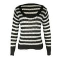 thumbnail image 4 of Seyurigaoka Women Vintage Long Sleeve Crop Tops Stripe Crew Neck Tees Tops 90s E-Girl Slim Fit Grunge Blouses Streetwear, 4 of 7