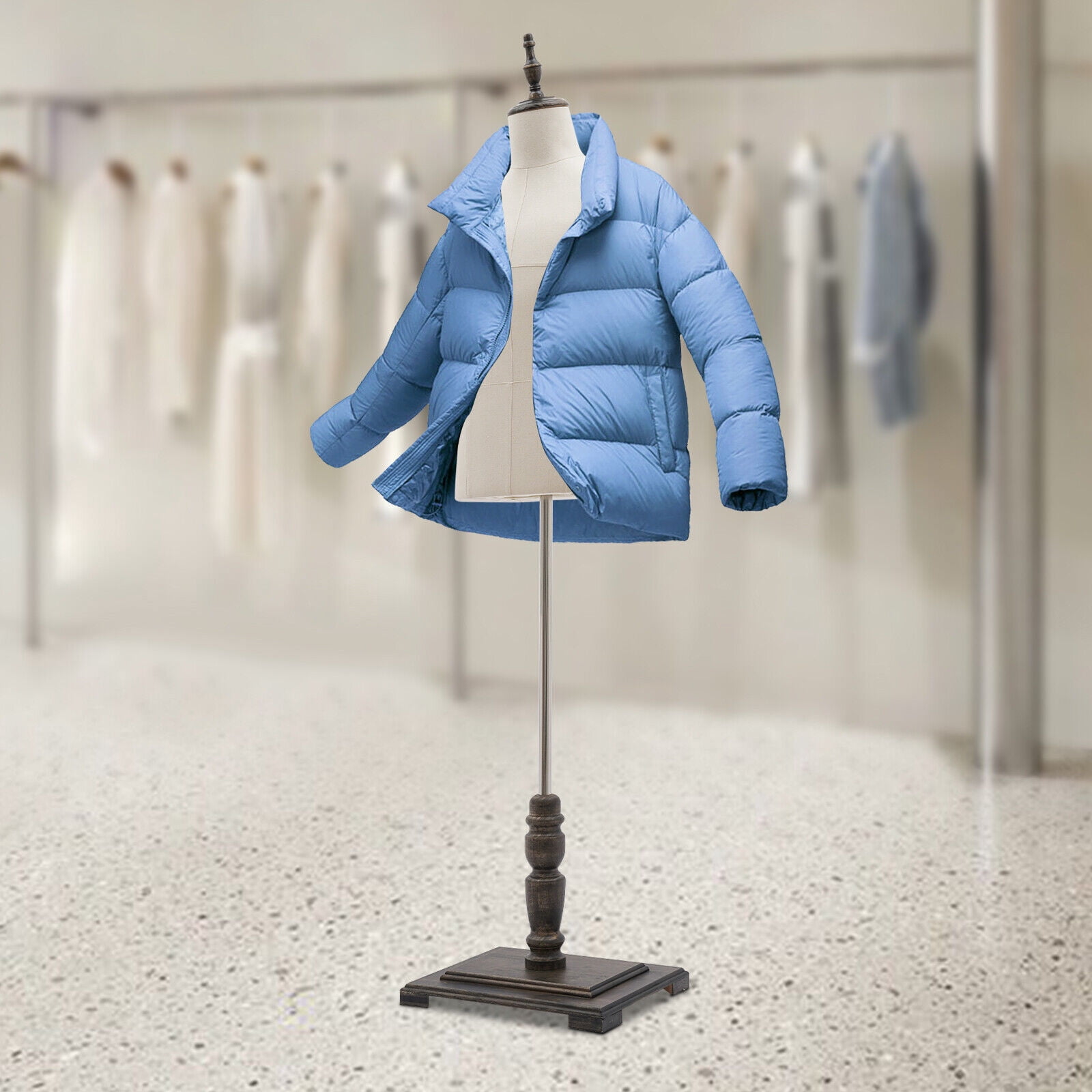 70" Height Adjustable Male Mannequin Torso Dress Form Mannequin Body with Retro Solid Wood Stand, Clothing Manikin for Market Shop Window Display(Beige Thick Linen, W:16.93in)