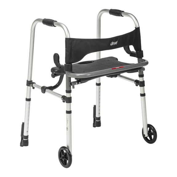 Drive Medical Clever Lite LS Rollator Walker with Seat and Push Down Brakes