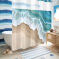 thumbnail image 5 of No Hook Shower Curtain, Turquoise Ocean Shower Curtains for Bathroom with See Through Top Window, Gradient Brown Shore Sandy Beach Abstract Waterproof & Washable Bath Curtain Standard 72"x72", 5 of 9